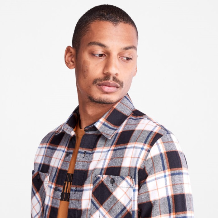 Timberland Black Yd Men Nashua River Tung Twill Flannel Skjorte