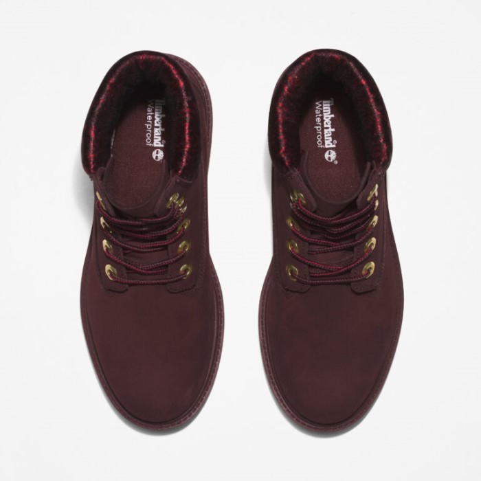 Timberland Burgundy Nubuck Heritage 6-tommer Vandtætte Støvler