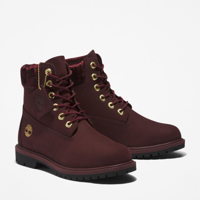 Timberland Burgundy Nubuck Heritage 6-tommer Vandtætte Støvler
