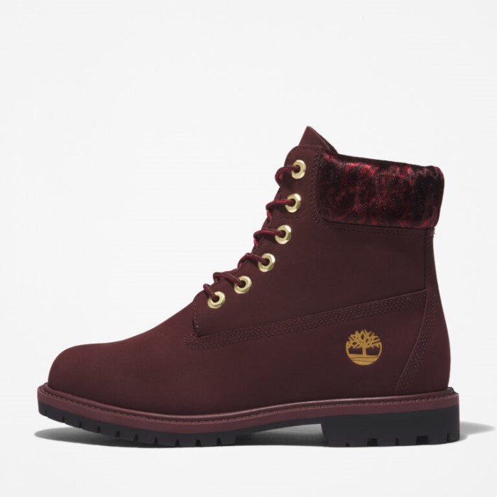 Timberland Burgundy Nubuck Heritage 6-tommer Vandtætte Støvler