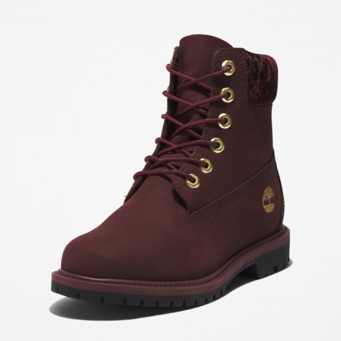 Timberland Burgundy Nubuck Heritage 6-tommer Vandtætte Støvler