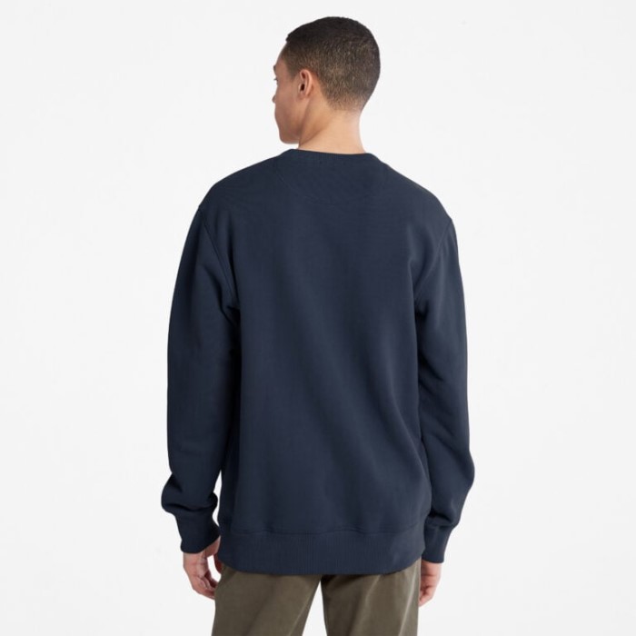 Timberland Dark Sapphire Sweatshirt Med Rund Hals Til Mænd Med Støvlelogo