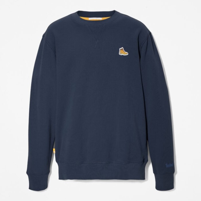 Timberland Dark Sapphire Sweatshirt Med Rund Hals Til Mænd Med Støvlelogo