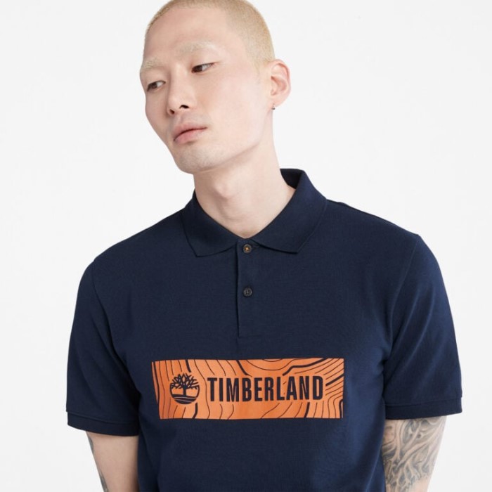 Timberland Dark Sapphire Poloshirt Med Logo Til Mænd