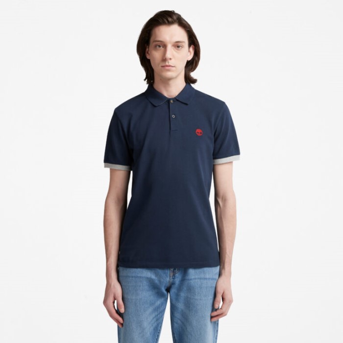 Timberland Dark Sapphire Herre Millers River Slim Stretch Pique Poloshirt