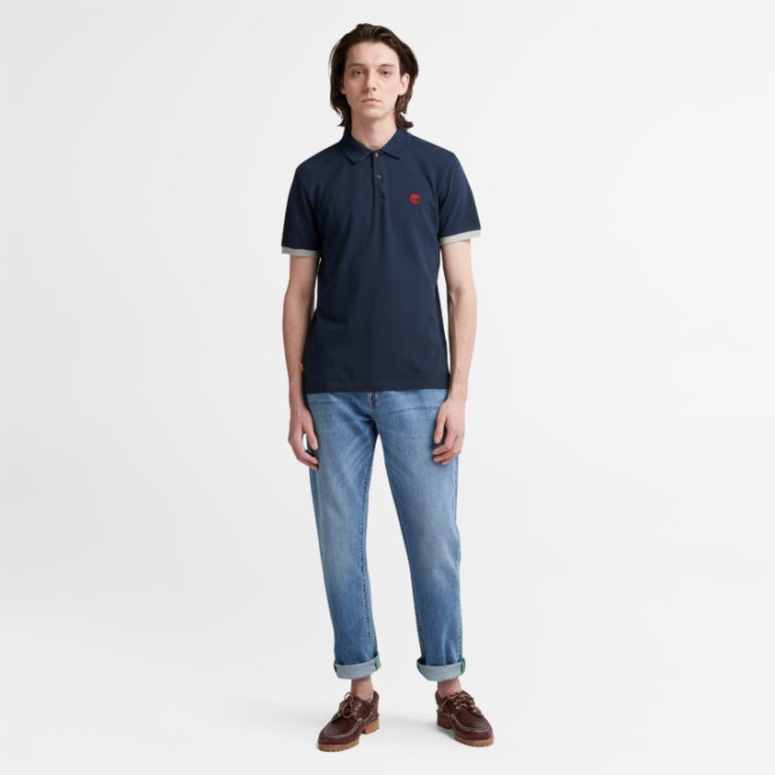 Timberland Dark Sapphire Herre Millers River Slim Stretch Pique Poloshirt