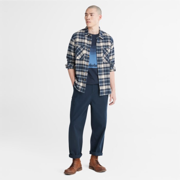 Timberland Dark Sapphire T-shirt Med Fotografisk Tryk Til Mænd