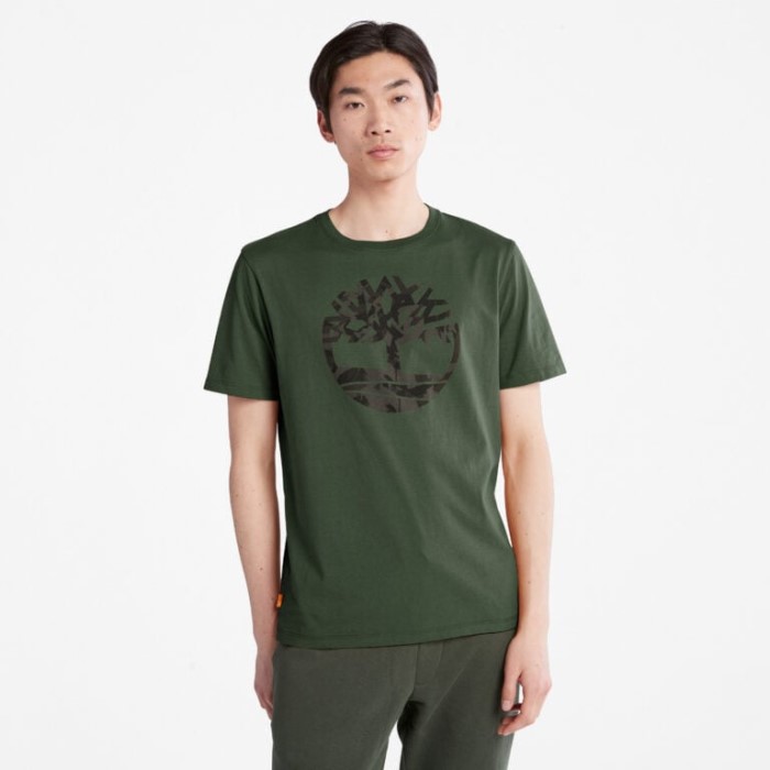 Timberland Grøn Herre Camo Træ-logo T-shirt