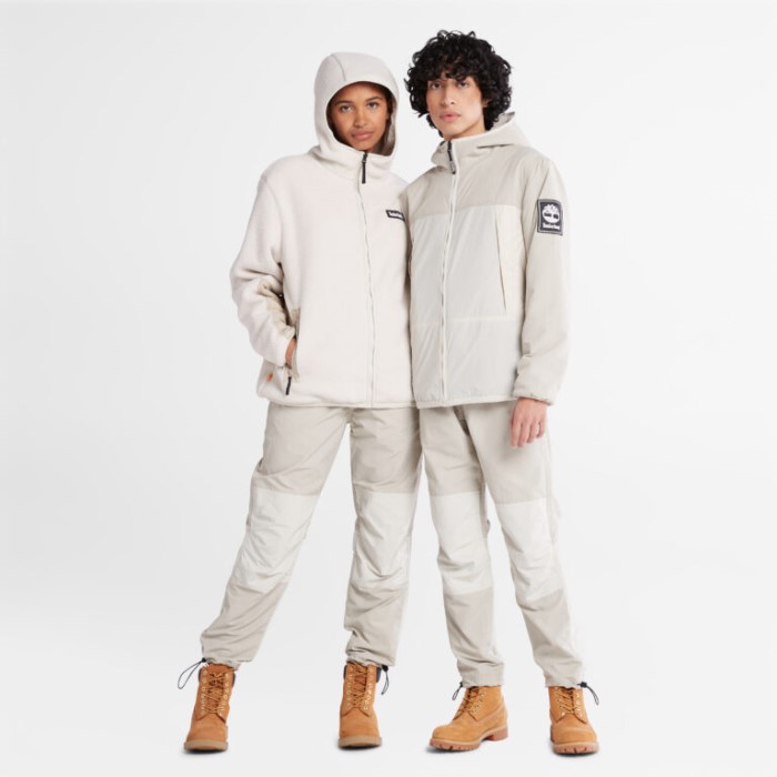 Timberland Island Fossil Alle Køn Vendbar Fleecejakke Med Høj Luv