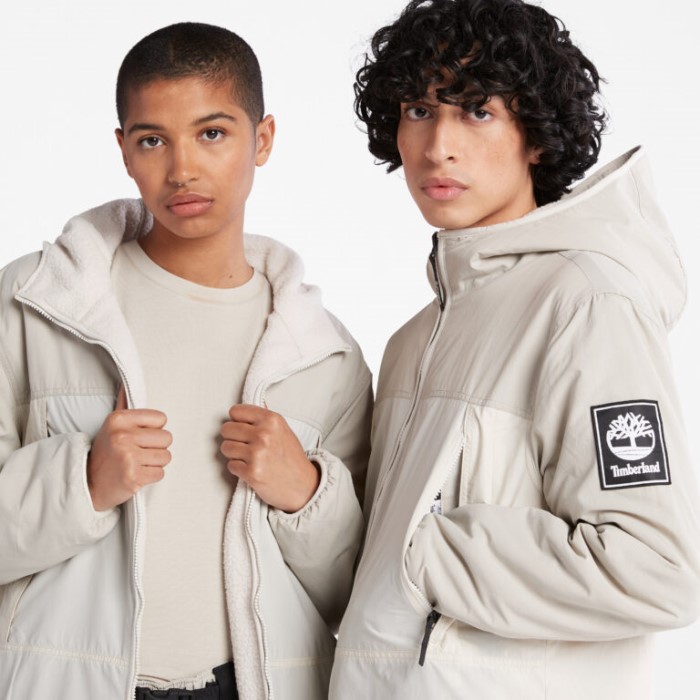 Timberland Island Fossil Alle Køn Vendbar Fleecejakke Med Høj Luv