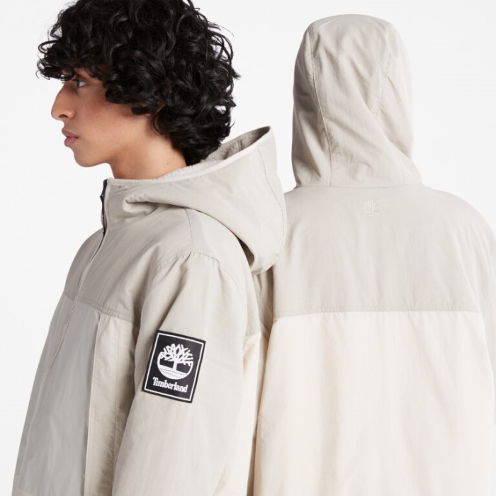 Timberland Island Fossil Alle Køn Vendbar Fleecejakke Med Høj Luv