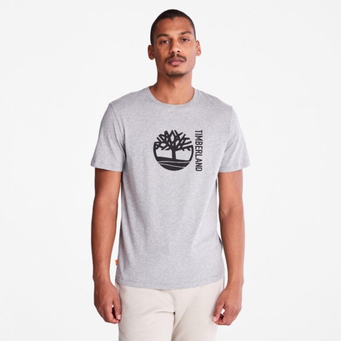 Timberland Mellemgrå Lyng Herre T-shirt Med Grafisk Logo