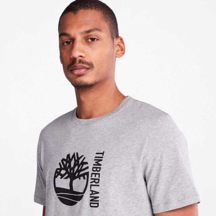 Timberland Mellemgrå Lyng Herre T-shirt Med Grafisk Logo