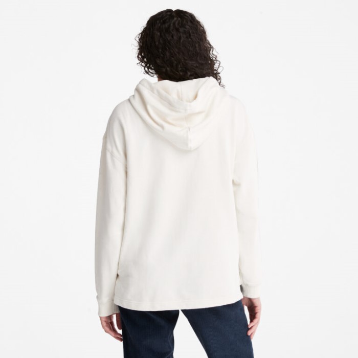 Timberland Vintage Hvid Hættetrøje Til Kvinder Med Afslappet Pasform