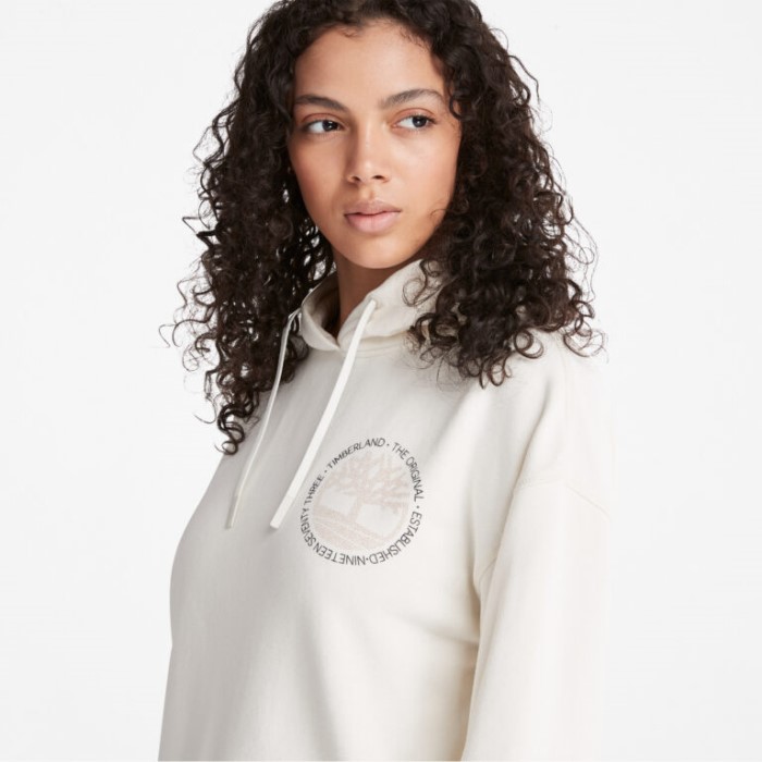 Timberland Vintage Hvid Hættetrøje Til Kvinder Med Afslappet Pasform