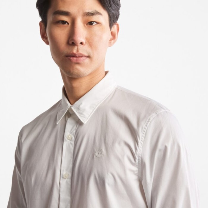 Timberland Hvid Anti-lugt Langærmet Skjorte Til Mænd