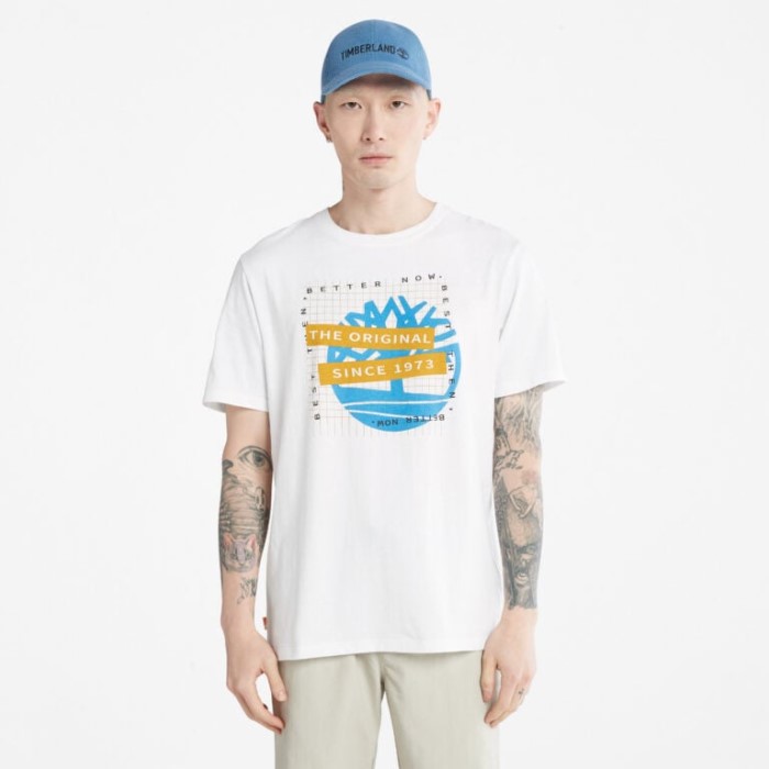 Timberland Hvide Mænd Front-grafisk T-shirt