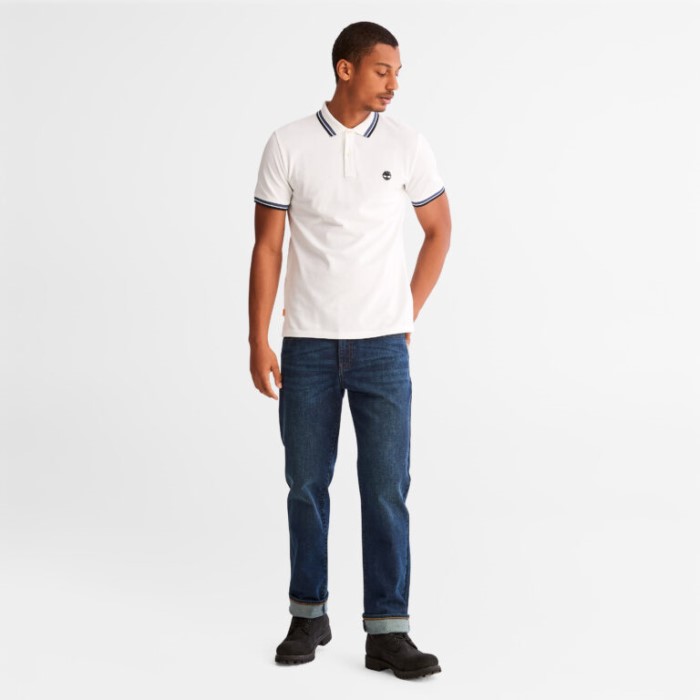 Timberland White Men Millers River Tippet Pique Poloshirt