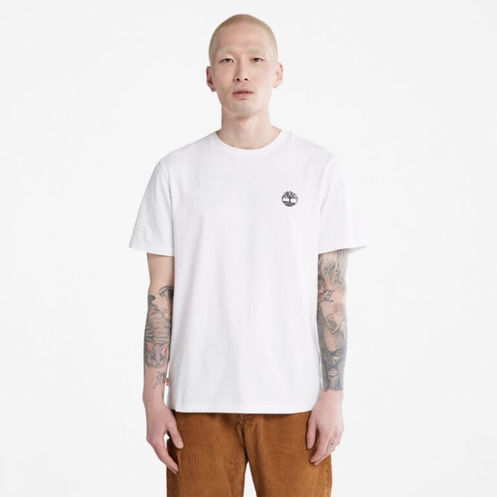 Timberland White Herre Multi-logo Back-graphic T-shirt