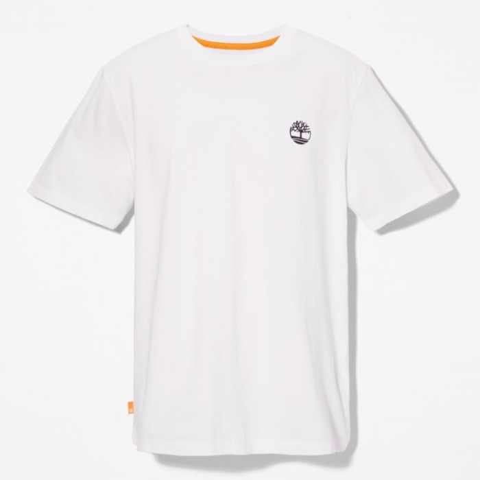 Timberland White Herre Multi-logo Back-graphic T-shirt