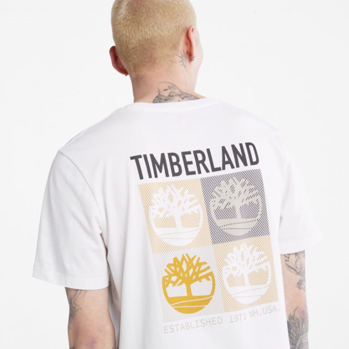 Timberland White Herre Multi-logo Back-graphic T-shirt