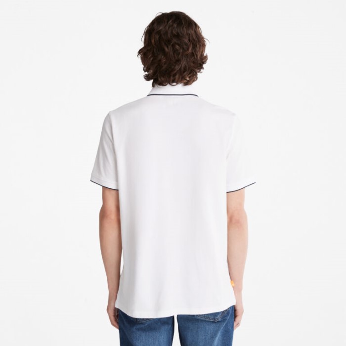 Timberland Hvid Poloshirt Til Mænd Med Lille Logo