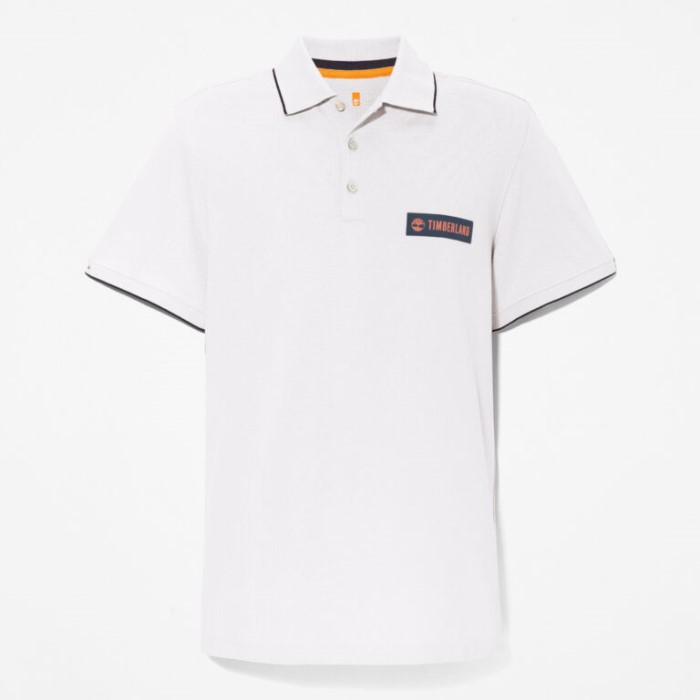 Timberland Hvid Poloshirt Til Mænd Med Lille Logo