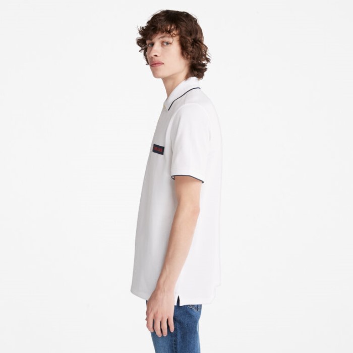 Timberland Hvid Poloshirt Til Mænd Med Lille Logo