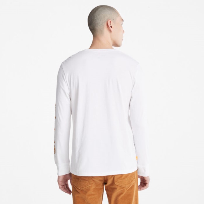 Timberland Hvid Mænd Vinter Grafisk Langærmet T-shirt
