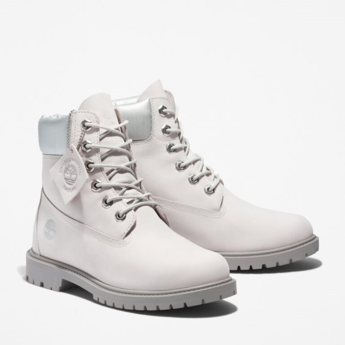 Timberland Hvid Nubuck Sølv, Heritage 6-tommer Vandtætte Støvler