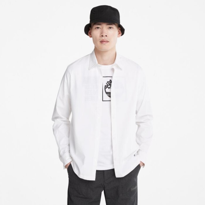 Timberland Hvid Yd Herre Langærmet Skjorte Med Outlast Stof