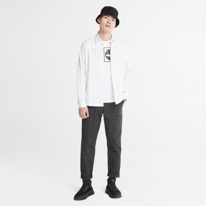 Timberland Hvid Yd Herre Langærmet Skjorte Med Outlast Stof