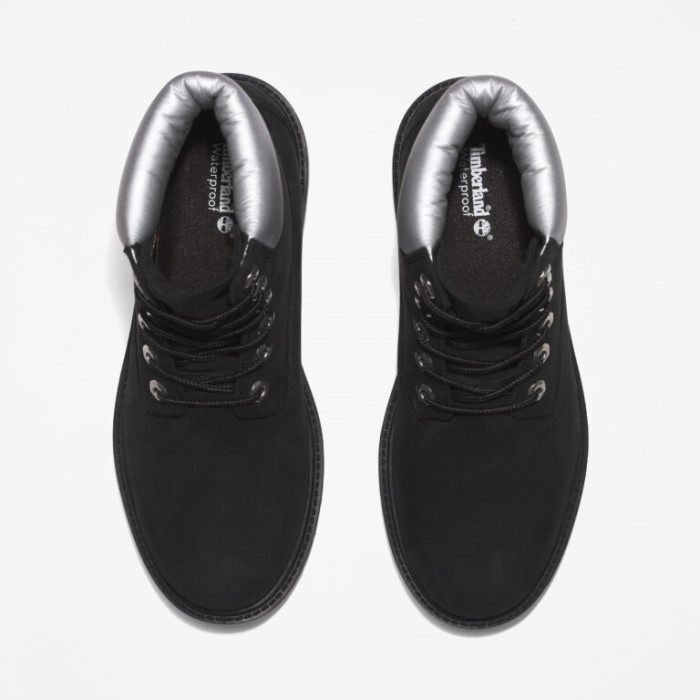 Kvinders Arv 6-tommer Vandtætte Støvler Sort Nubuck Sølv Timberland