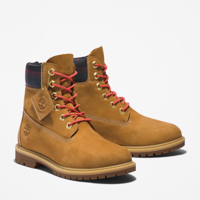 Kvinders Arv 6-tommer Vandtætte Støvler Wheat Nubuck M Pink Timberland