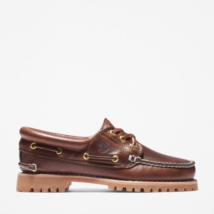 Kvinders Noreen 3-eye Lug Håndsyede Bådsko Md Brown Full Grain Timberland