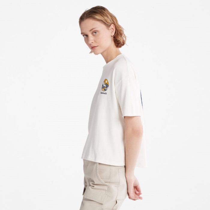 Kvinders Timberfresh Grafisk T-shirt Vintage Hvid Timberland