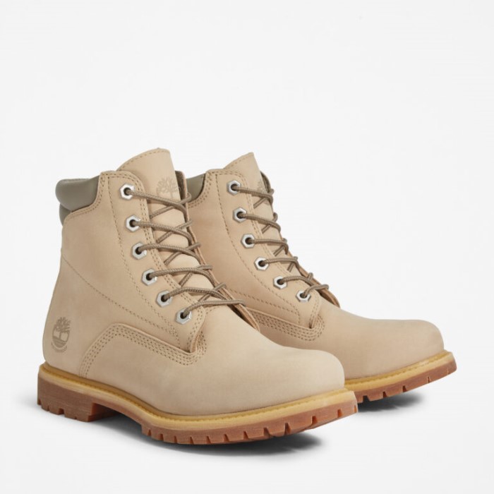Dame Waterville 6-tommer Vandtætte Støvler Lys Beige Nubuck Timberland