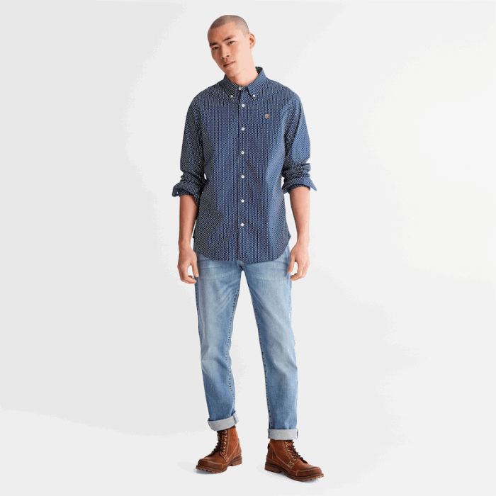 Timberland Microprint Skjorte Til Mænd I Blå